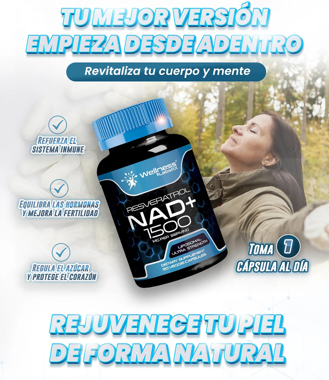 NAD 1500 + RESVERATROL | VITAMINA ANTIENVEJECIMIENTO